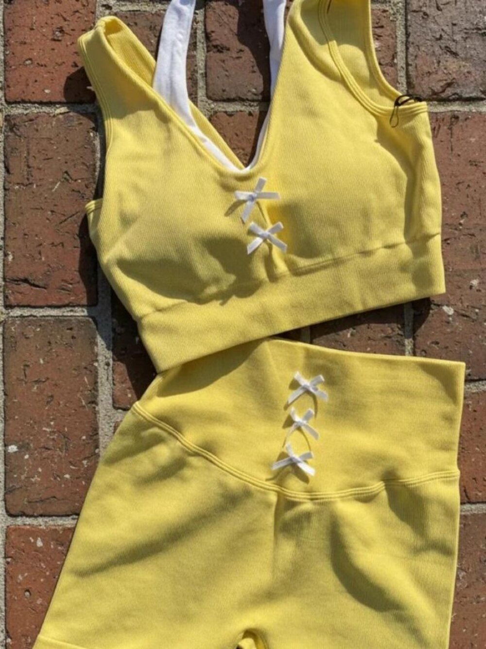 Yellow Bow Workout Set